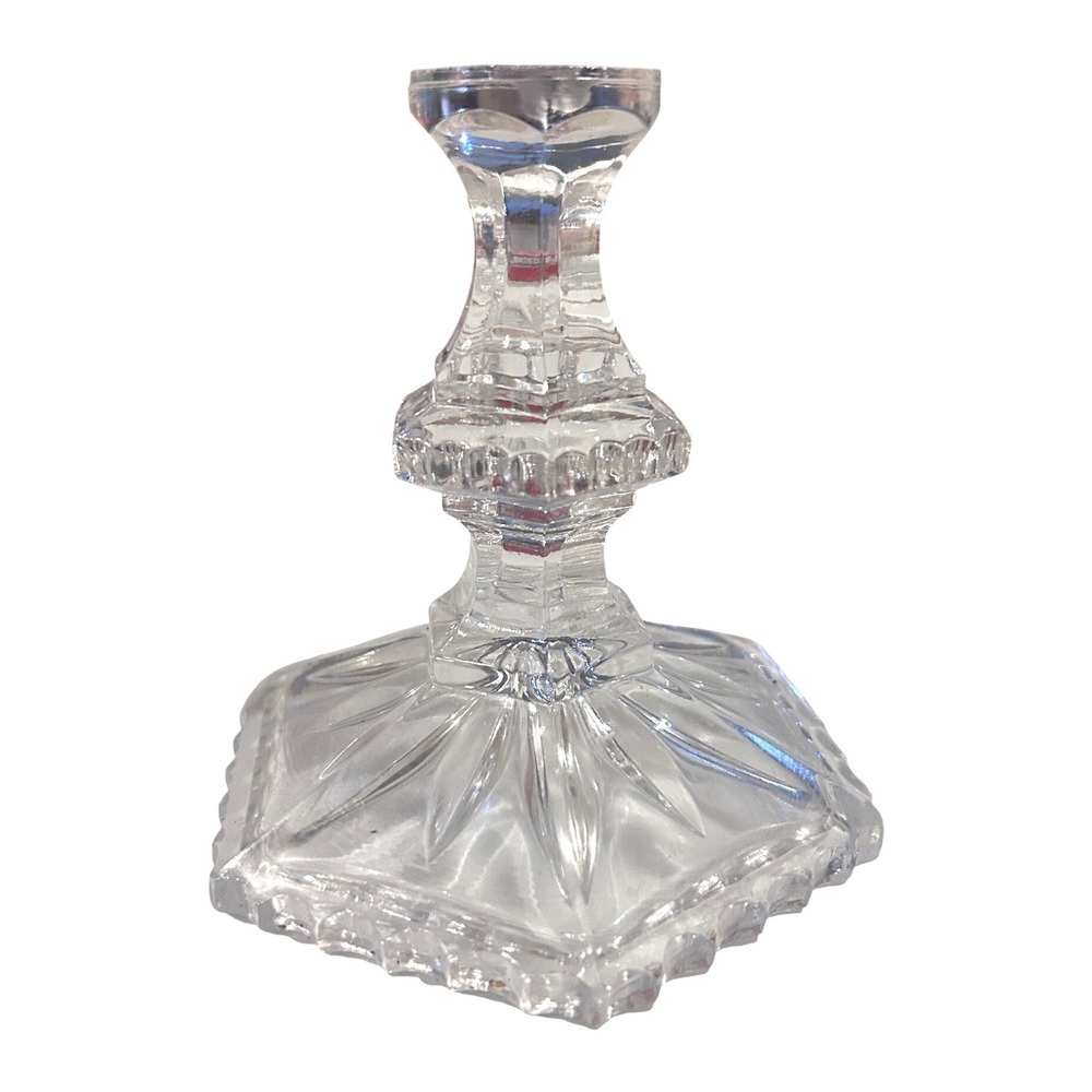 Glass Candlestick Holder Unisex OS Clear Excellent Starburst Base